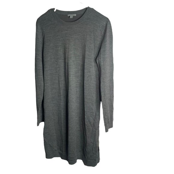 COS Metallic Shift Dress Women’s S Metallic Gray Wool Knit Silk Back Long Sleeve - Picture 1 of 8